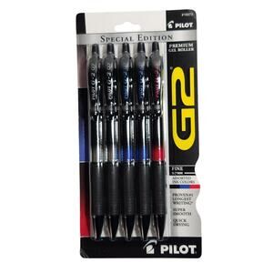 Pilot G2 Special Edition Premium Gel Roller 0.7MM Fine Pen 5 Pack Brand New